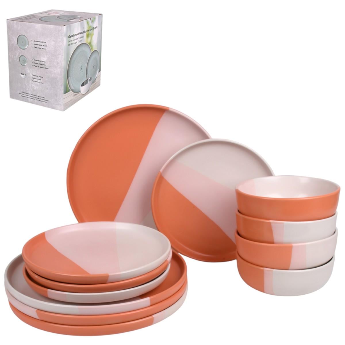 Набор столовой посуды Piece Stoneware 12 предметов Разноцветный (MC5580-1)