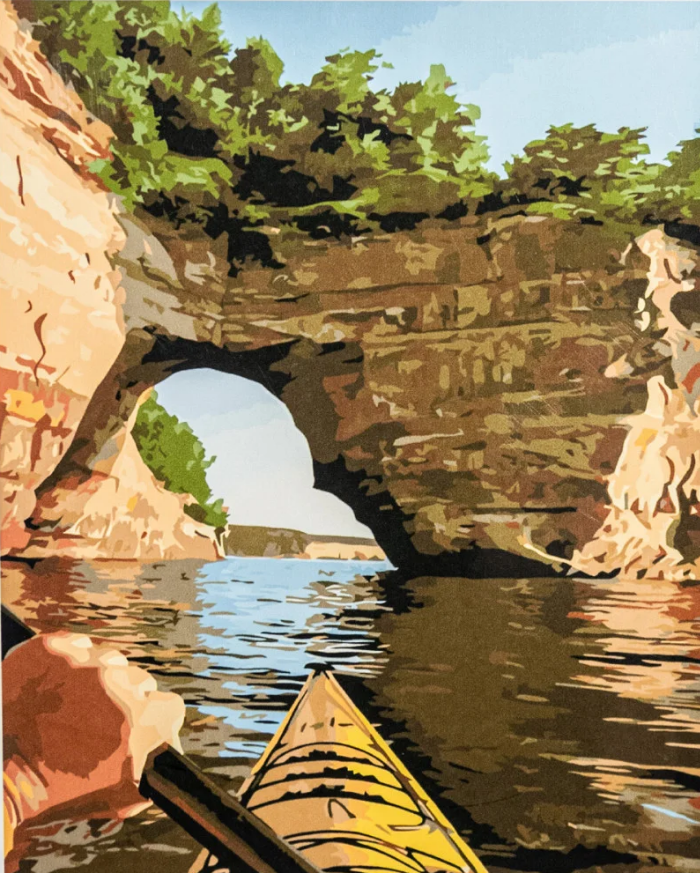 Картина по номерам Strateg Озеро и лодка 40x50 см (VA-3387)