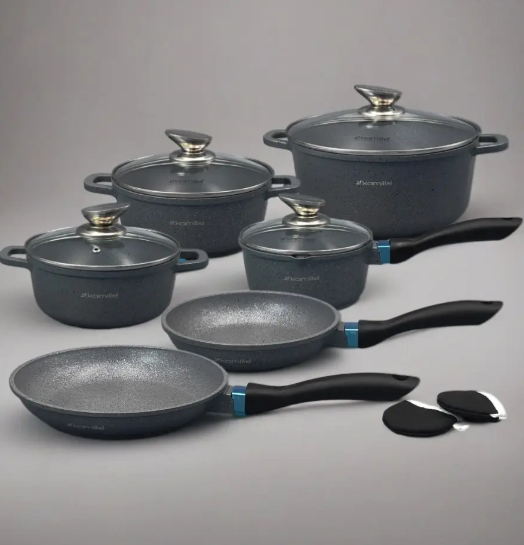 Набір каструль зі сковорідками Kamille з кришкою 1,3л/ 1,5л /2,3/4,5 2 шт. (4437) - фото 3 Набір каструль зі сковорідками Kamille з кришкою 1,3л/ 1,5л /2,3/4,5 2 шт. (4437) - фото 3