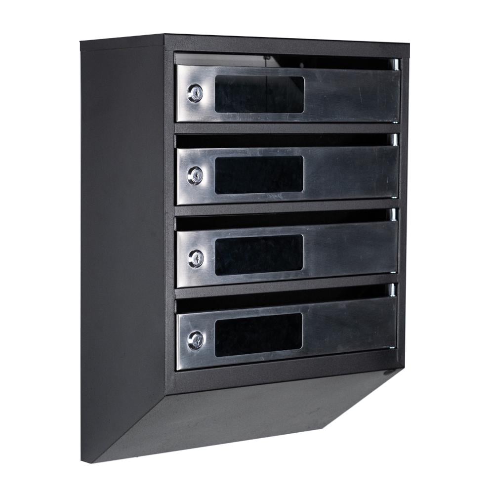 Ящик почтовый многосекционный ЯП04C Черный/Нержавеющая сталь (24061052)
