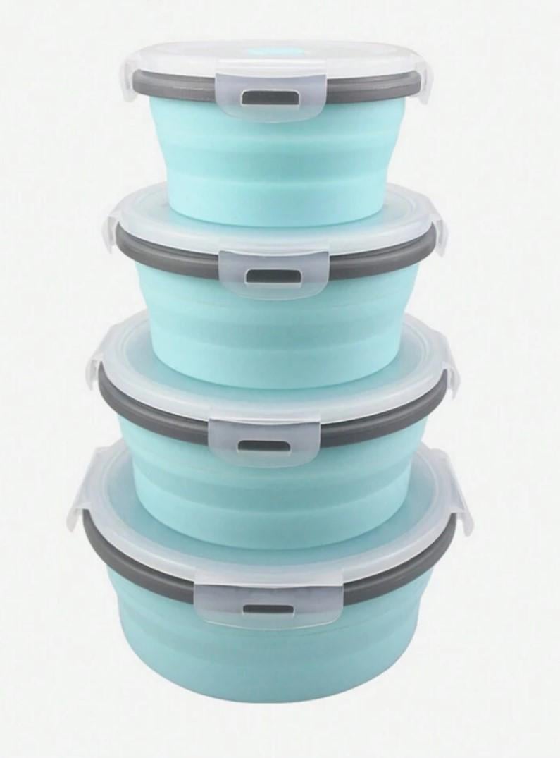 Набор ланч-боксов Collapsible silicone lunch box с силиконовыми крышками из 4 пр. (25545908)