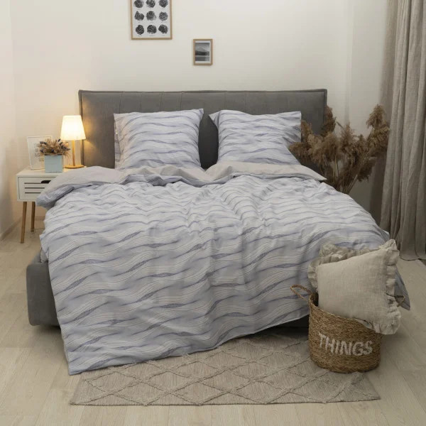 Комплект постельного белья Viluta с узором ранфорс премиум двуспальный 200x220 см Серый (PB-456-A-288)