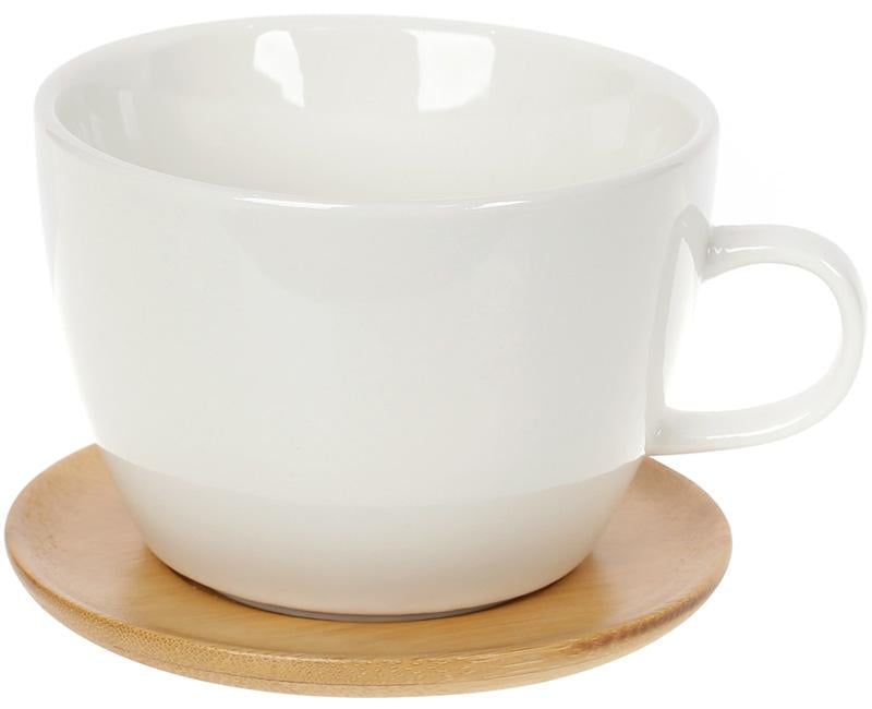 Чайна пара Nouvelle Home з бамбуковим блюдцем 450 мл Чайна пара Nouvelle Home з бамбуковим блюдцем 450 мл