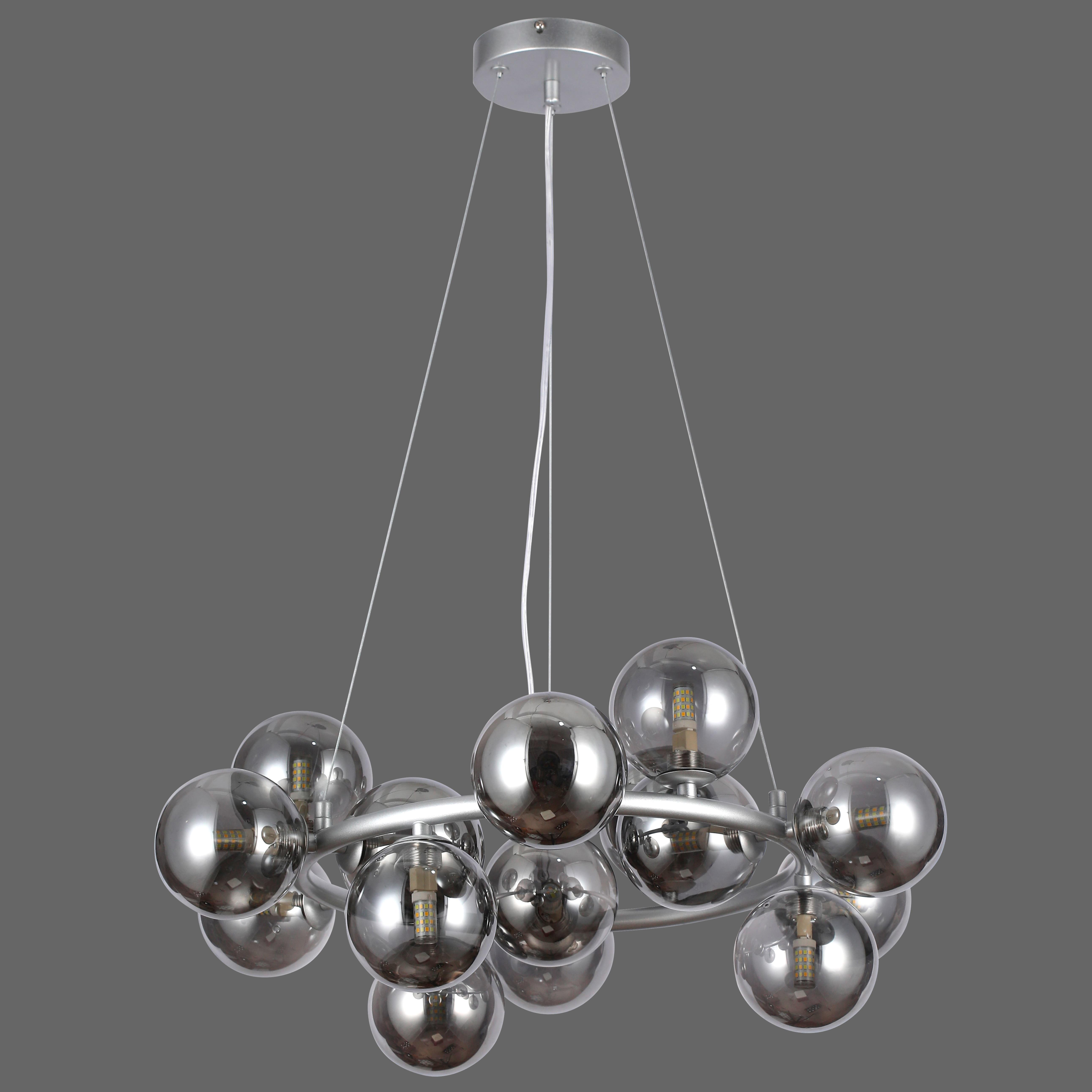 Люстра круглая на 15 ламп с графитовыми плафонами Серый (84-1019-15 GAB+BK (S))