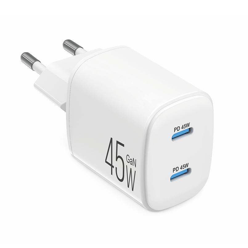 Зарядное устройство сетевое Brevia ePowerGaN PD45W 2xUSB-C Белый (44045GDCW)