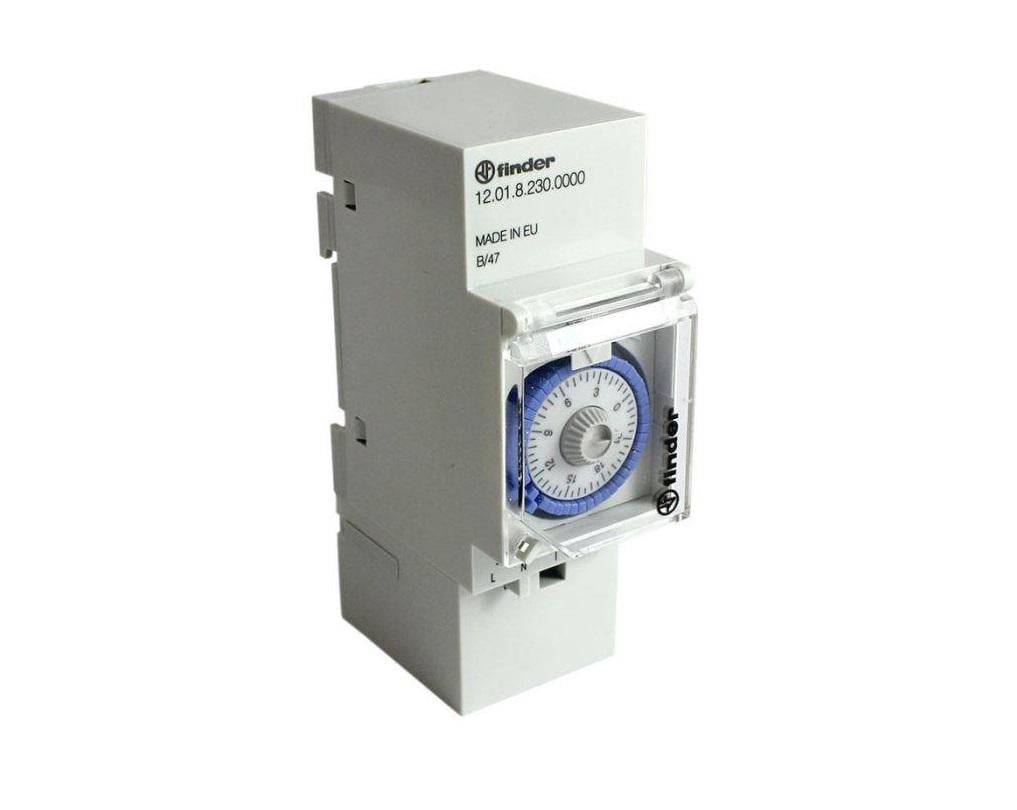 Таймер Finder 12.01.8.230.0000 механический/суточное реле 1 переключаемый контакт 230 VAC 16 А (12.01.8.230.0000)