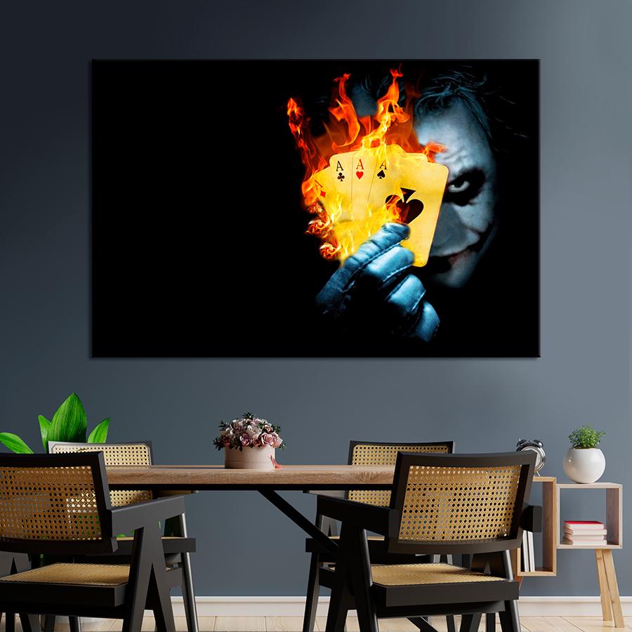 Настенний декор Злодей Джокер с огненными картами 51x34 см (A41-1)