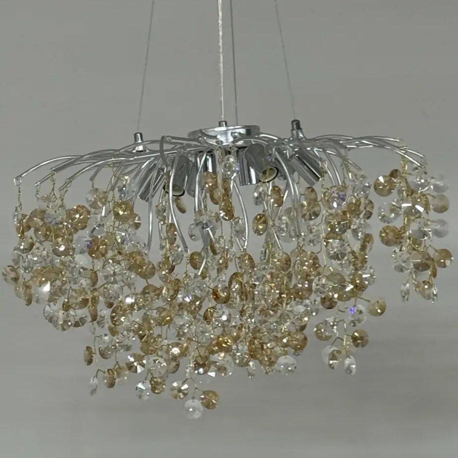 Люстра Sirius с хрустальными подвесами под двенадцать ламп G9 Хром (WM-7015/800)