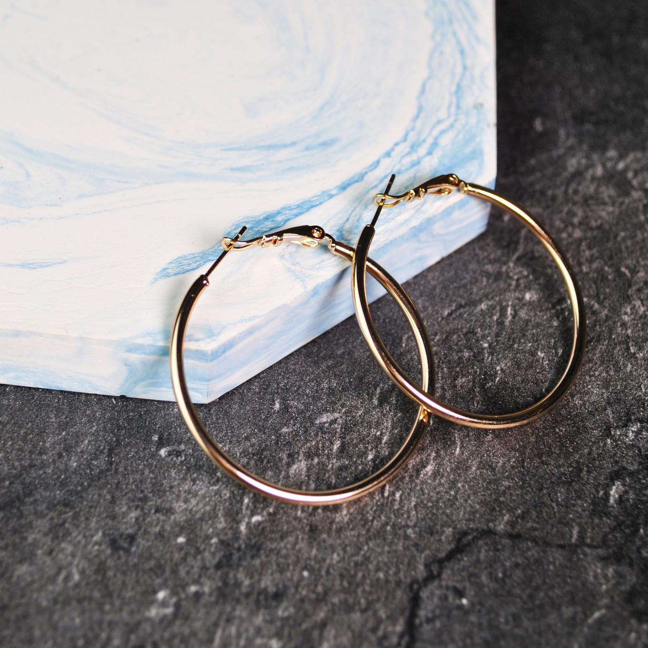 Сережки кільця конго медична сталь позолота 4 см (x059-2) Сережки кільця конго медична сталь позолота 4 см (x059-2)