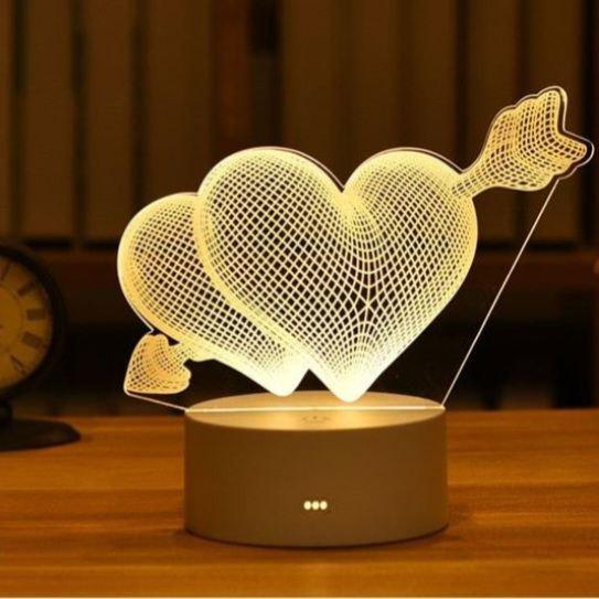 Светильник-ночник 3D светодиодный 2 сердца со стрелой USB-порт/сеть Белый теплый (Л-015) Светильник-ночник 3D светодиодный 2 сердца со стрелой USB-порт/сеть Белый теплый (Л-015)