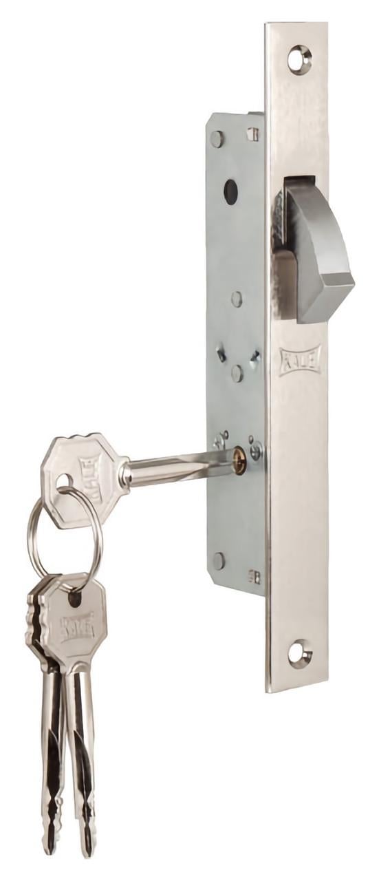 Замок-краб для розсувних дверей KALE 201F В 20 мм хрестовий ключ 3 ключі Нікель (201/20-F-3K-СР)