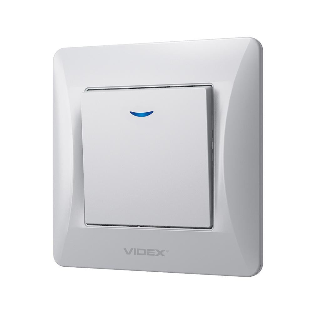 Вимикач одноклавішний Vіdех Bіnеrа з підсвіткою Срібний (22551064)