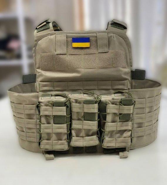 Плитоноска с трема подсумками под магазины АК Олива (38697) - фото 2 Плитоноска с трема подсумками под магазины АК Олива (38697) - фото 2