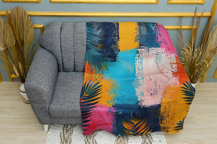 Плед Тропический пейзаж Папоротник плюш двухслойный 150х210 см (114288-3)