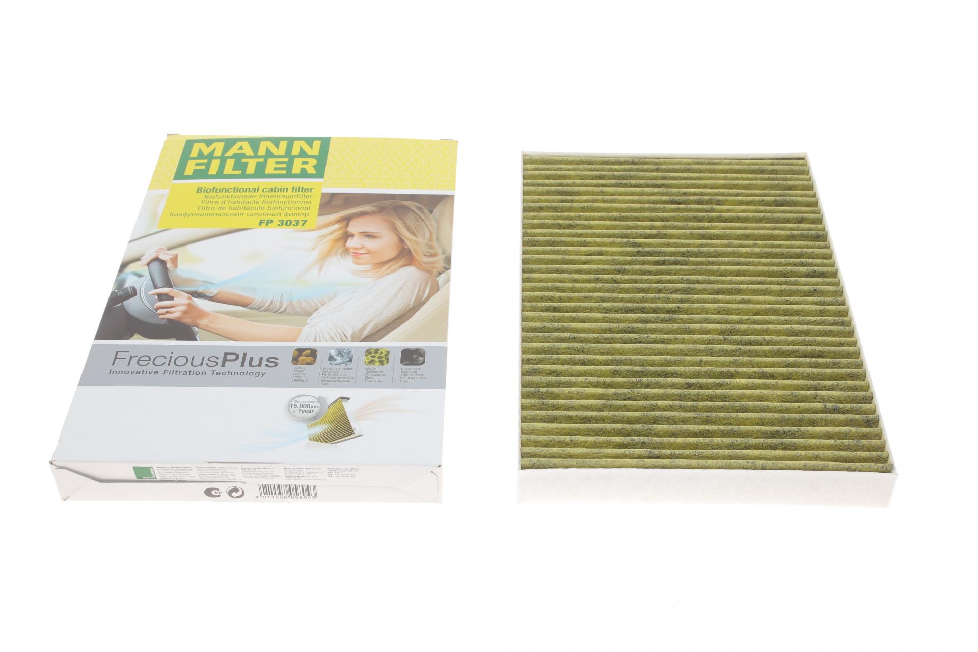 Фильтр салона Mann-Filter для Audi A4/A6 1,6-4,2 97- угольный /антибактериальный (FP 3037)