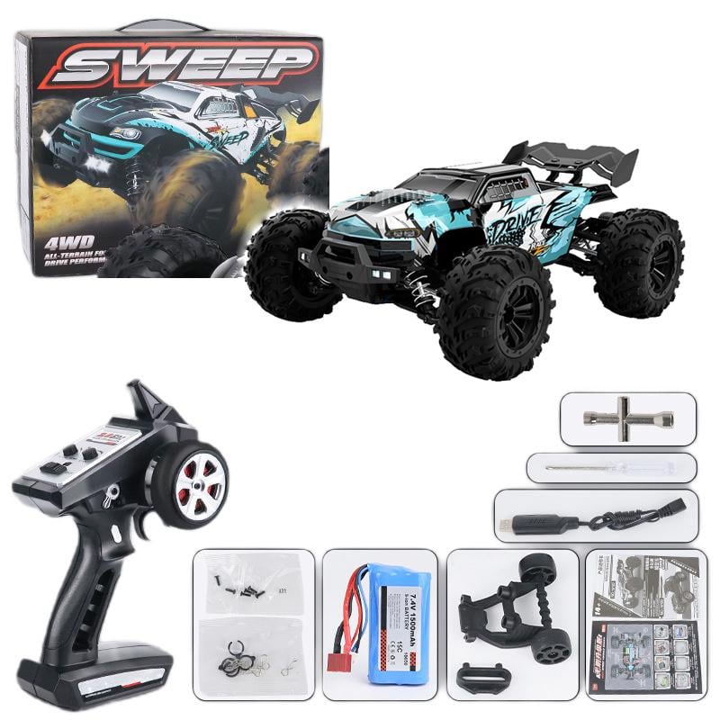 Радиоуправляемая машина Conquer RC WL Toys монстр-трак 4х4 70км/ч 1/16 Синий (16101PROZ) - фото 2