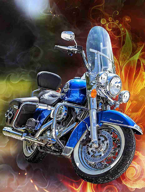 Алмазная мозаика Мотоцикл Harley Davidson Road King 5D полна на подрамнике 40х50 см (177242)