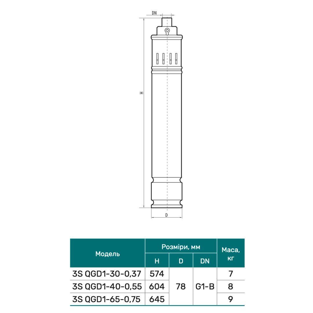 Погружной насос NPO 3SQGD1-30-0,37 кабель 15 м (1841NP32) - фото 2