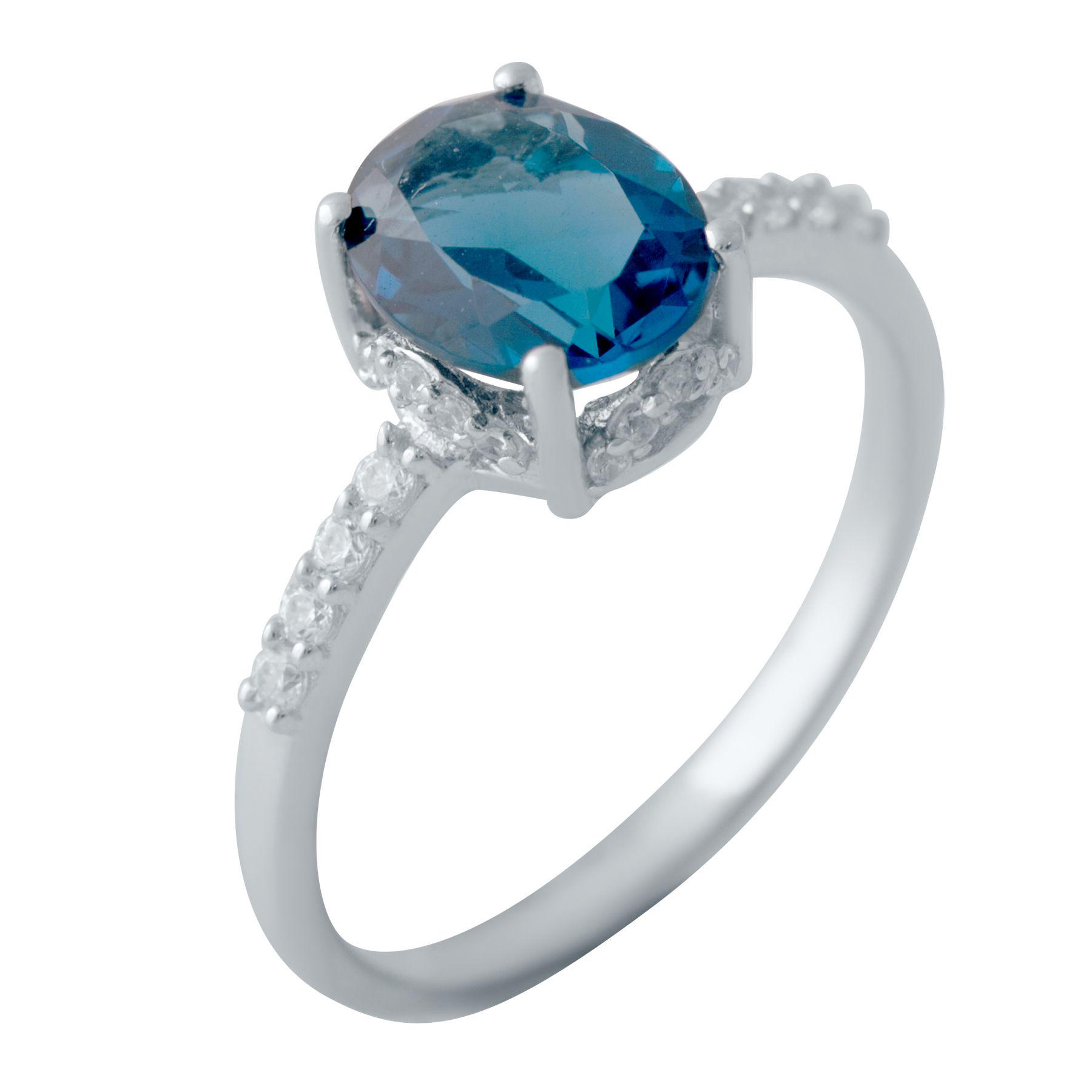 Кольцо серебряное с топазом Лондон Блю 2,45 ct 2,16 г р. 17,5 (2041207)