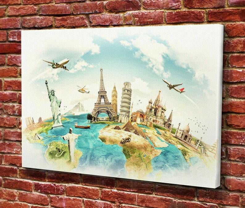 Картина для интерьера Символы стран мира 120x80 см (809)