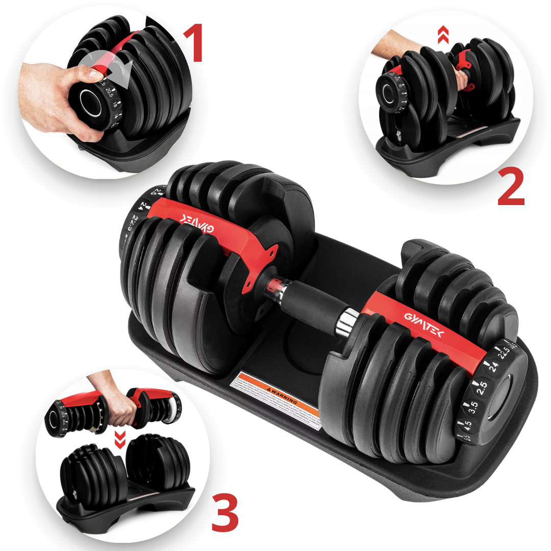 Гантель розбірна регульована Gymtek 2,5-24 кг Червоний - фото 14 Гантель розбірна регульована Gymtek 2,5-24 кг Червоний - фото 14