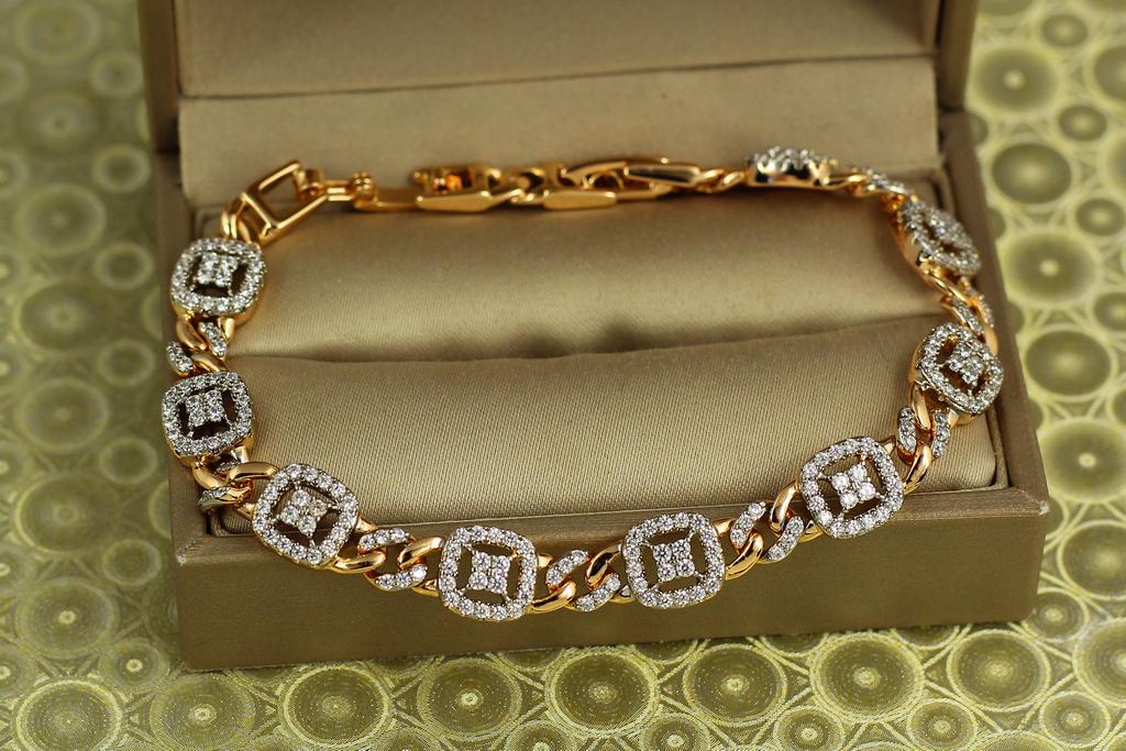 Браслет Xuping Jewelry Матрица сияния с родием 19 см 8 мм Золотистый (37222549)
