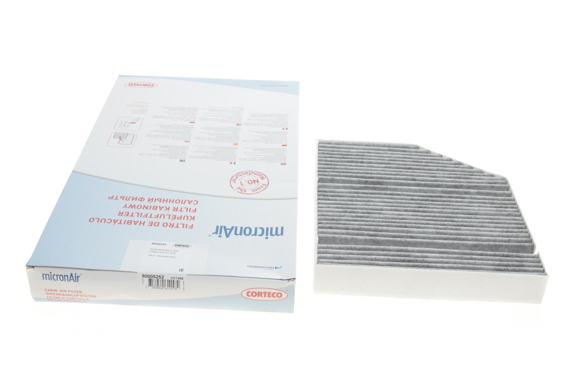 Фильтр салона CORTECO для MB C-class W 205 14-/E-class W213 16- угольный (80005252)
