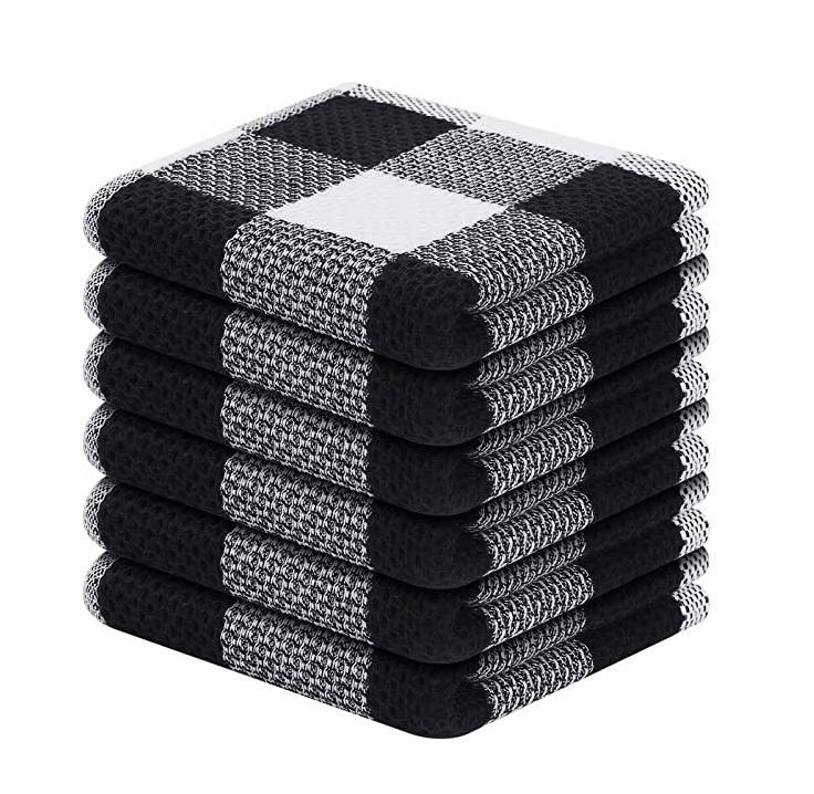 Набір кухонних рушників Premium Soft 6в1 100% бавовна 34х34 см Чорно-білий (NRK0001) - фото 6