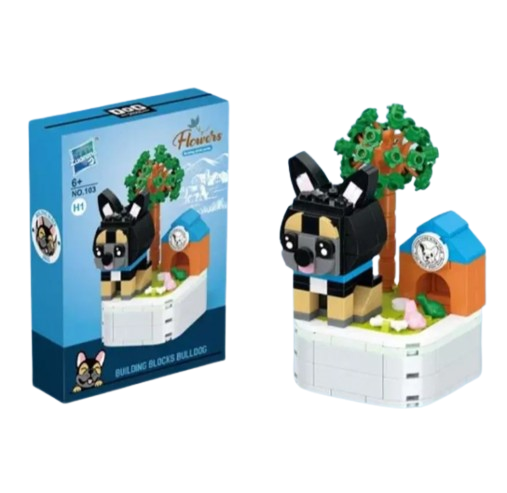 Конструктор блоковый детский фигурка Собачка Бульдог 208 дет. (25-123)