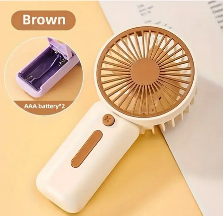 Вентилятор ручной от 2 батарей ААА Коричневый (WF-1001) - фото 8