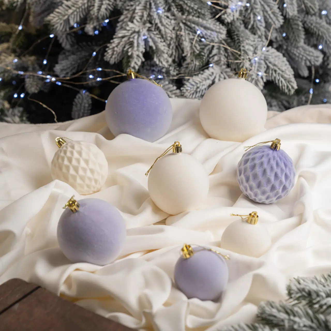 Набор шаров новогодних Бархат 40 шт. Фиолетовый (Оксамит фіолет.) - фото 3