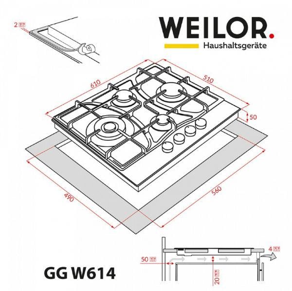 Варильна поверхня газова WEILOR GG W614 BL (1114337) - фото 13