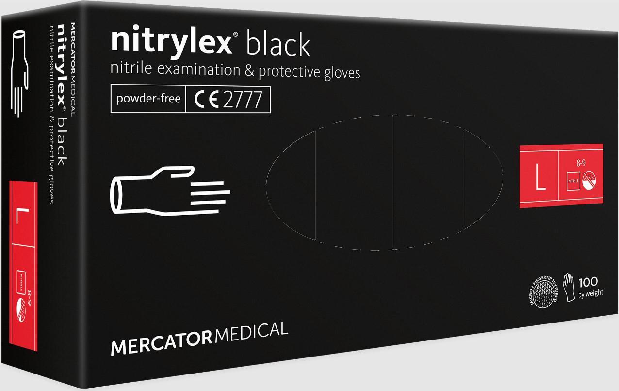 Перчатки Mercator Nitrylex нитриловые неопудренные 100 шт. L Черный - фото 2