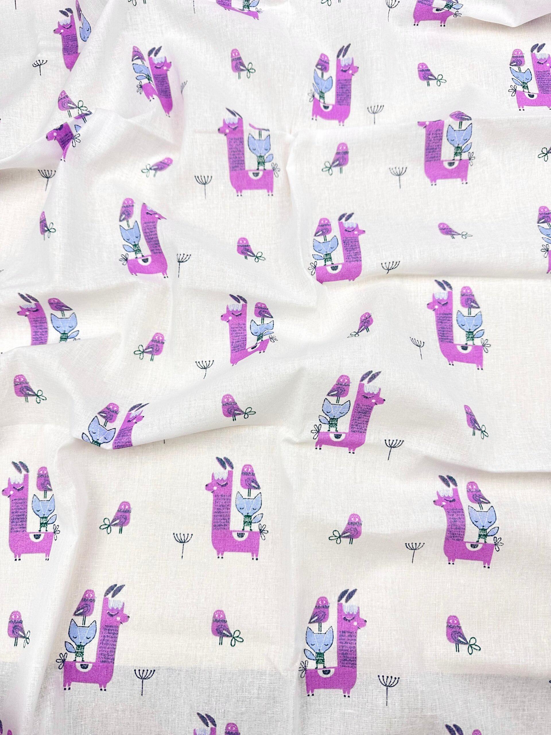 Пеленка ситец Ламы №17 110х100 см Лавандовые (379-876)