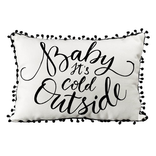 Подушка из мешковины с помпонами Baby it’s cold outside 45х32 см (43PHBP_19NG002)