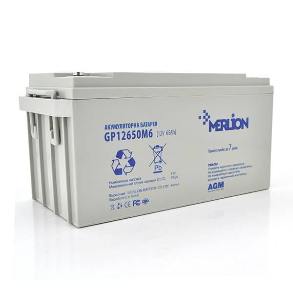 Батарея акумуляторна Merlion AGM GP12650M6 12V 65Ah 18 кг 350х165х165 мм White (40657)