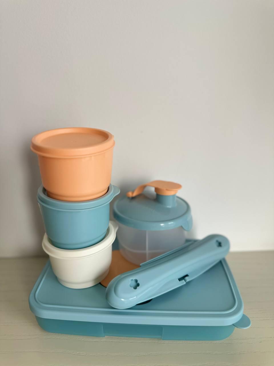 Набір контейнерів Tupperware для серветок із роздільником 250 мл/закусочні стаканчики 3 шт. 125 мл/ложка у футлярі (307)