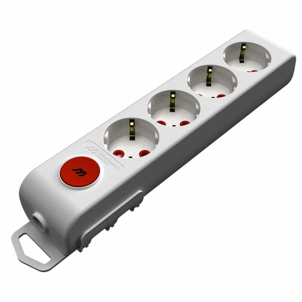 Колодка Mutlusan 4 гнізда з заземленням зі шторками (49-12-34)