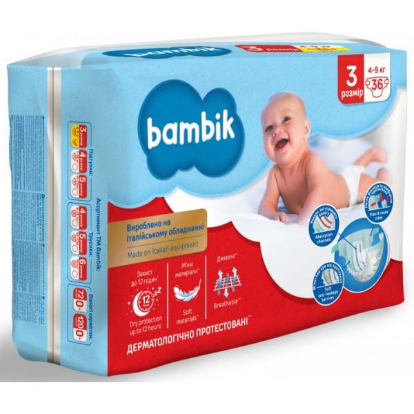 Підгузки дитячі Bambik Medium Mіdi 4-9 кг 36 шт. (652284) - фото 2