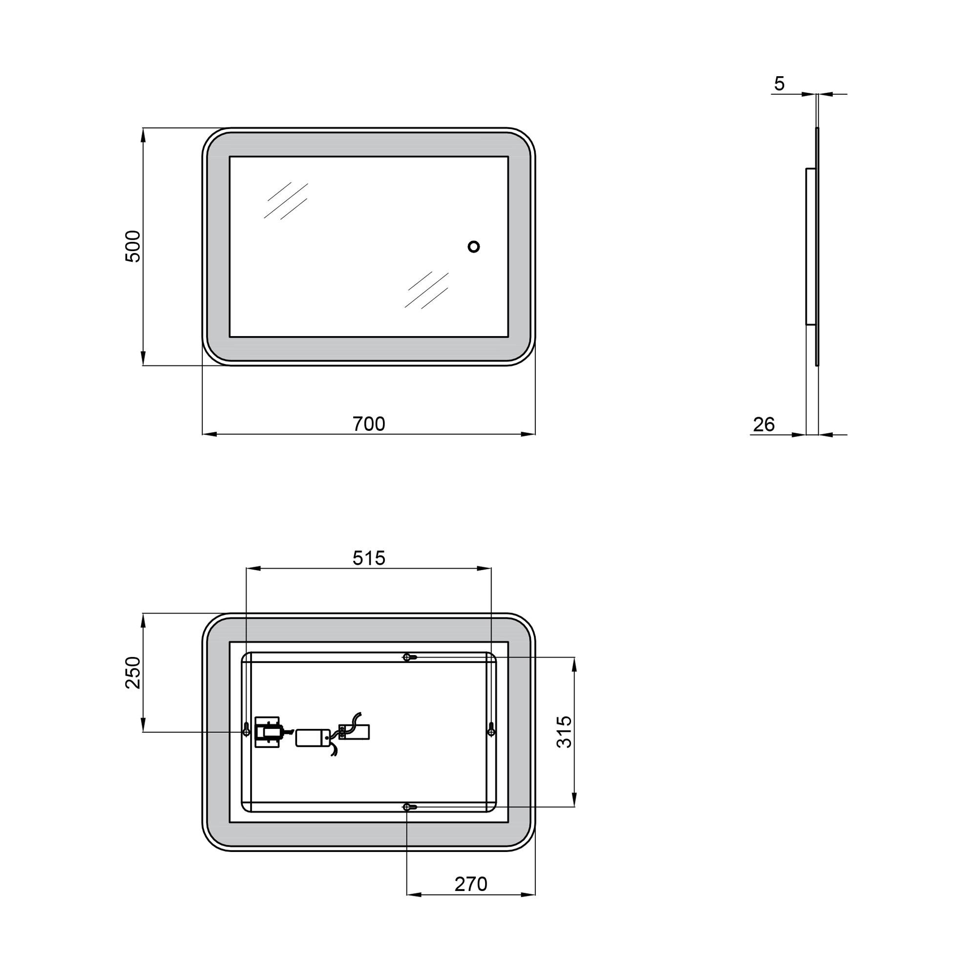 Дзеркало Q-tap Swan Reverse QT167814145070W 500х700 з LED-підсвічуванням - фото 2