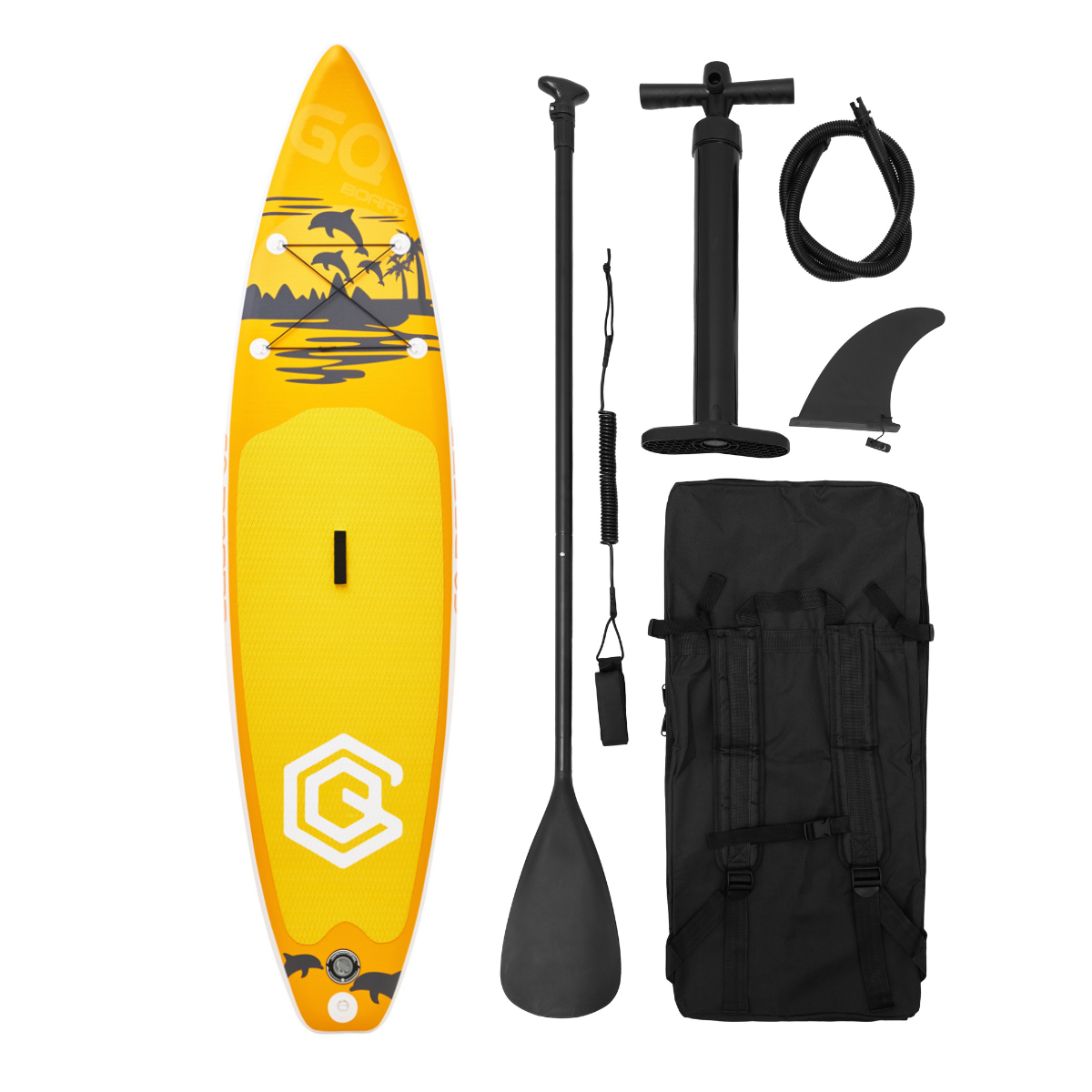 Доска SUP Yellow GQ надувная двухслойная туринговая 11" 335x81x15 мм