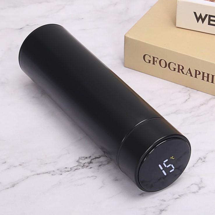 Термос с индикатором температуры и ситечком 500 мл Черный (ТК-100-2)