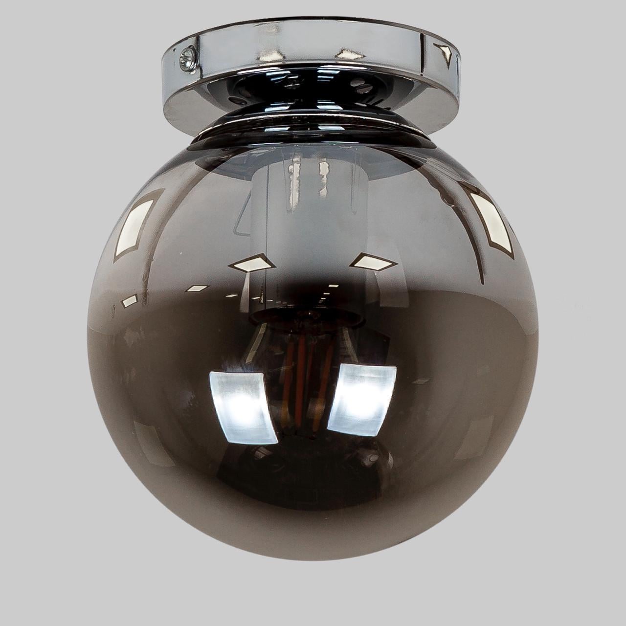 Світильник стельовий скляний Срібний (56-XPR150F-1 CR+BK)