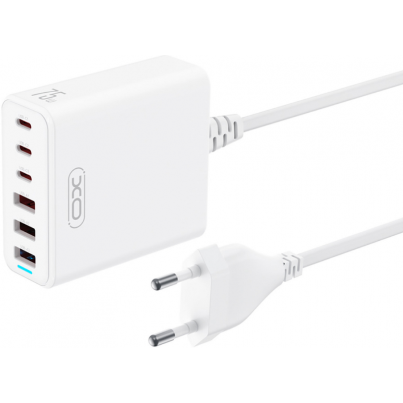 Зарядное устройство для быстрой зарядки XO L133 3 USB-A 3 USB-C 75 Вт Белый (32407696)
