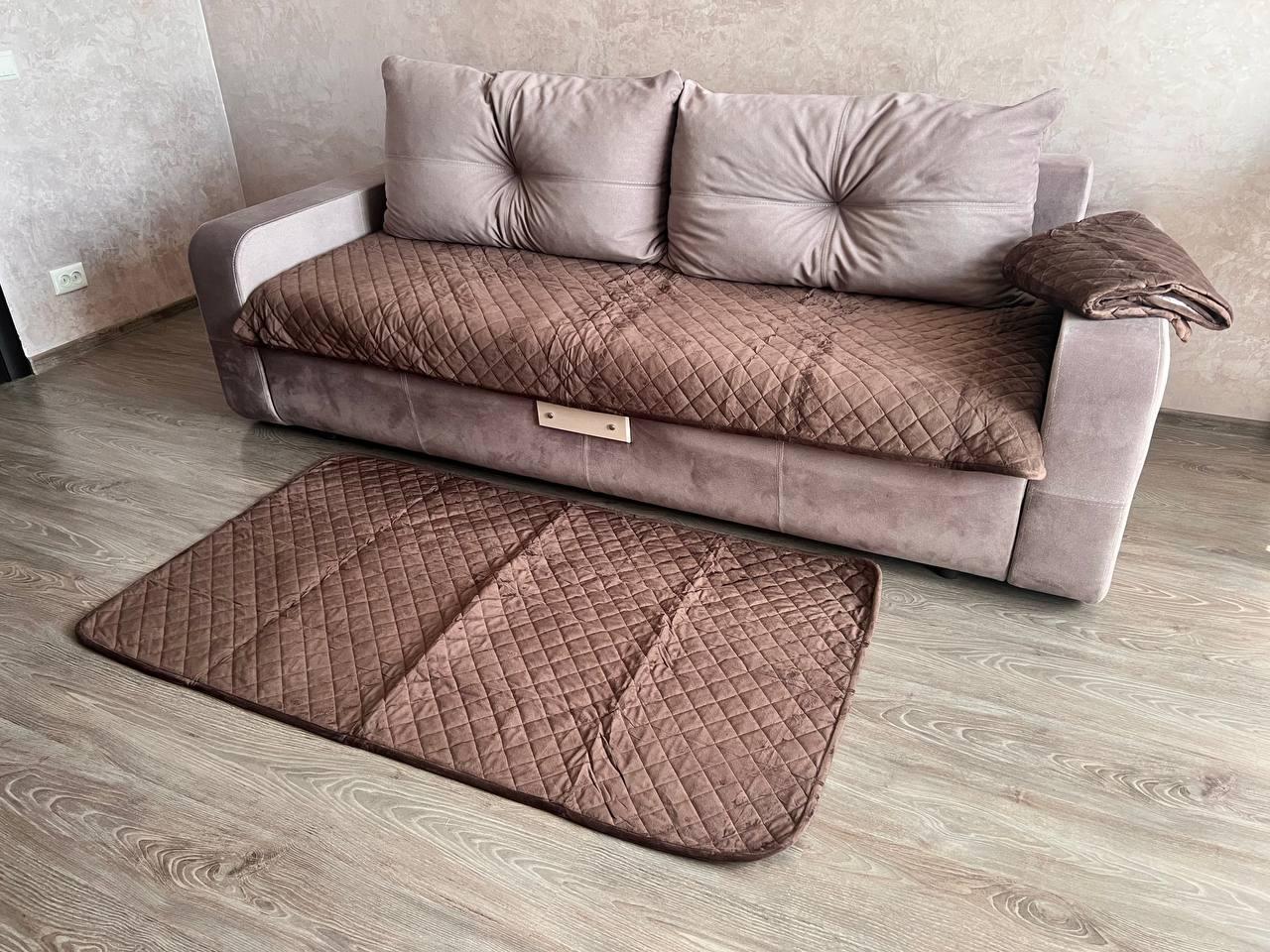 Комплект Дивандек покривало 90х210 см/накидки 2 шт. 90х160 см Шоколадний (П4К-am-divandek-0027) - фото 3 Комплект Дивандек покривало 90х210 см/накидки 2 шт. 90х160 см Шоколадний (П4К-am-divandek-0027) - фото 3