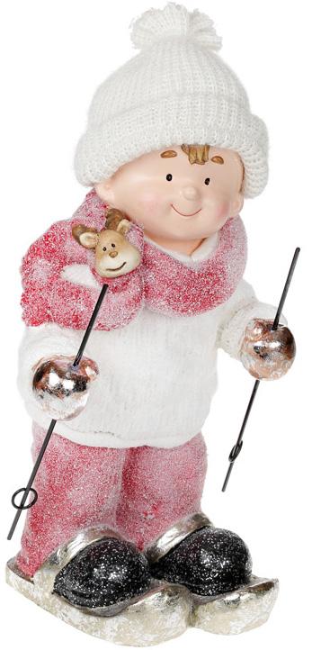 Фигура Мальчик в красном на лыжах керамическая 45,5 см (BD-711-342)