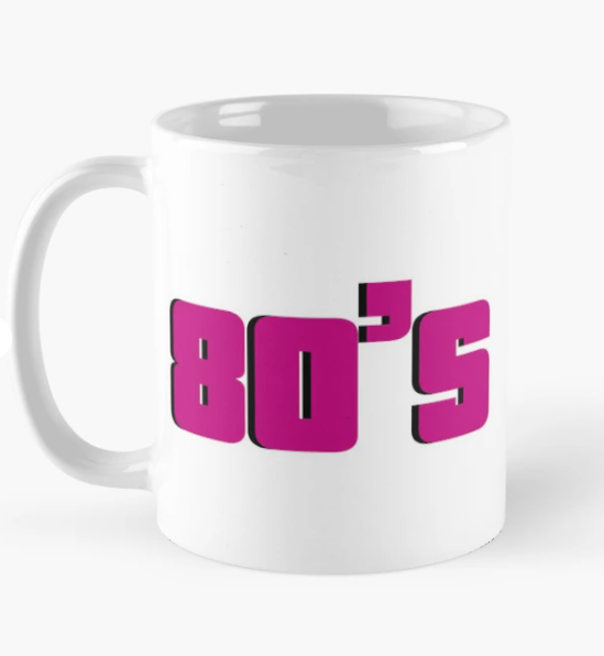 Чашка керамическая с принтом "80`S" Восьмидесятые 330 мл Белый (ПН239Ч)