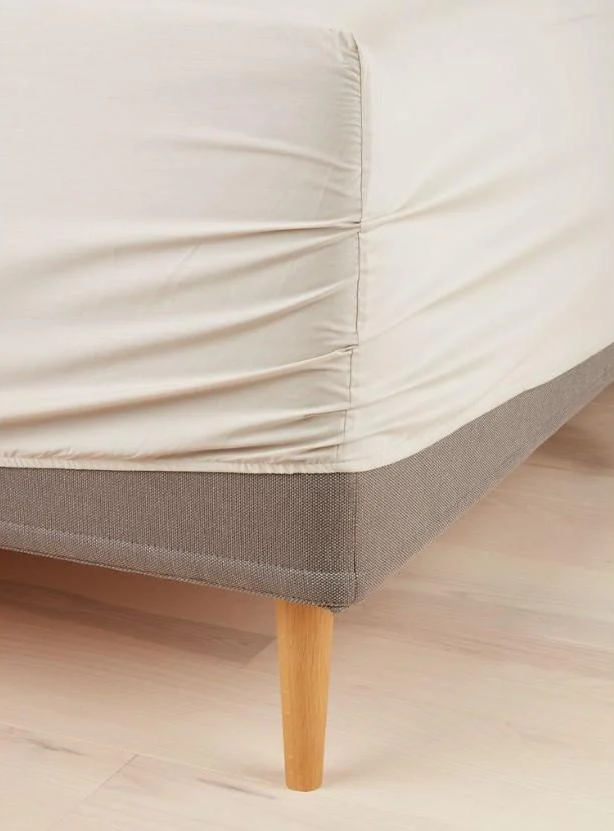 Простынь хлопковая 90x200x35 см Бежевый