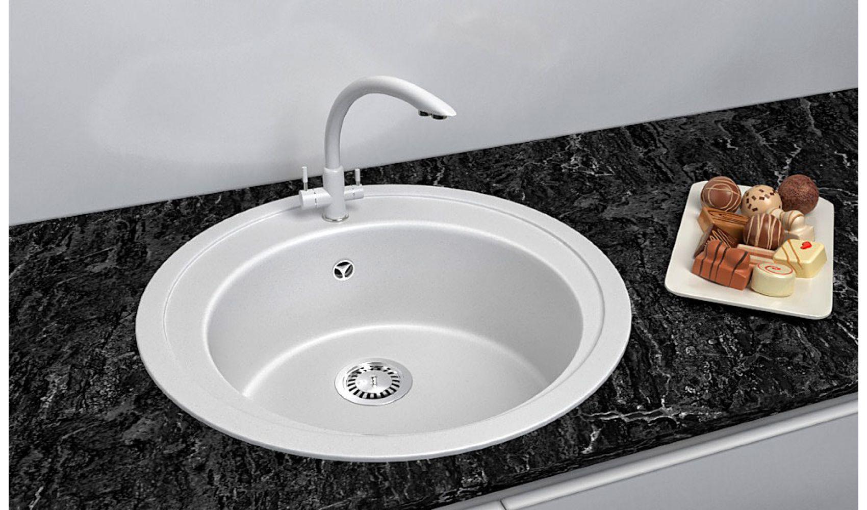 Кухонна мийка Lexona Blansh гранітна з краном Білий - фото 2