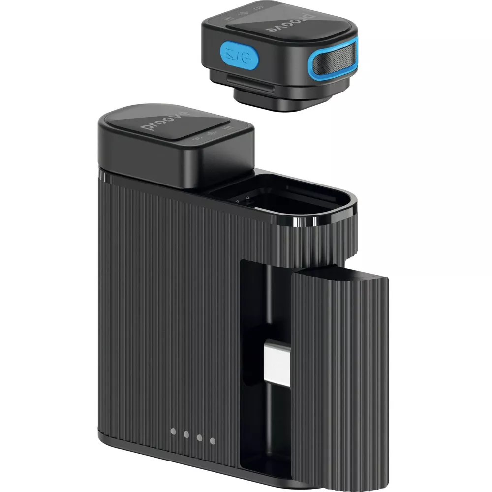 Микрофон петличный беспроводной Proove DualCast с кейсом 70 mAh Type-C/Lightning Черный (PDWM00002001)